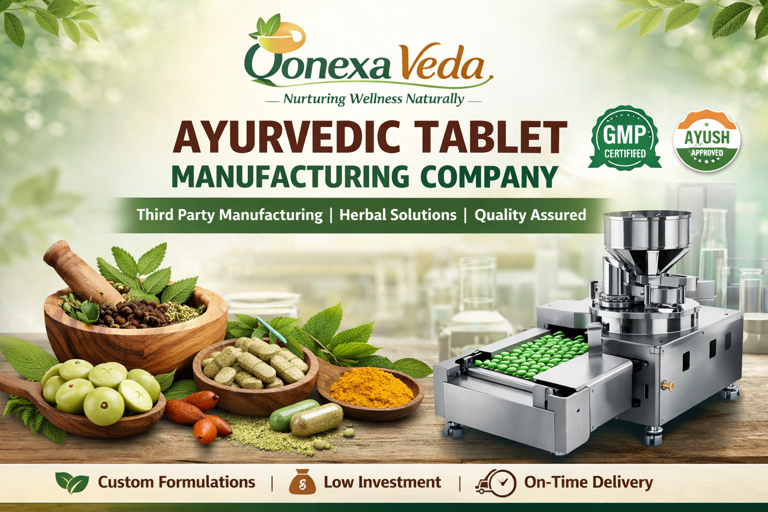 ✅ Ayurvedic Tablet Manufacturing Company – Qonexa Veda